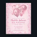 Budget Blush Roze Glitter Ballon Kids Verjaardag Flyer<br><div class="desc">Moderne Glam Blush Roze Glitter Sparkle Balloon Vrouwelijk Meisje Kinderen Verjaardag Uitnodiging</div>
