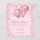 Budget Blush Roze Glitter Ballon Kids Verjaardag Flyer<br><div class="desc">Moderne Glam Blush Roze Glitter Sparkle Balloon Vrouwelijk Meisje Kinderen Verjaardag Uitnodiging</div>