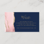 Budget Blush Roze Goud Agaat Navy Bruiloft QR Code Informatiekaartje (Voorkant)