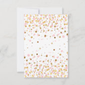 Budget Blush Roze Goud Confetti Meisje 1e Verjaard Notitiekaartje (Achterkant)
