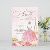 Budget Blush Roze Goud Eiffeltoren Paris Sweet 16 (Staand voorkant)