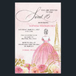 Budget Blush Roze Goud Eiffeltoren Paris Sweet 16<br><div class="desc">Budget Elegant Blush Roze Goud Eiffeltoren Parijs Bloemenprinses Sweet 16 Uitnodiging</div>