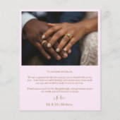 Budget Blush Roze & Goud Foto Huwelijk Bedankt (Achterkant)