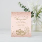 BUDGET Blush Roze Goud Glitters Maskerade Verjaard (Staand voorkant)