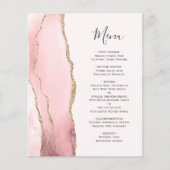 Budget Blush Roze Gouden Agaat Trouwmenu (Voorkant)
