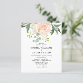 Budget Blush Roze & Groene Huwelijksuitnodiging (Staand voorkant)