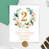 Budget Blush Roze Krans 2e Verjaardag Uitnodiging