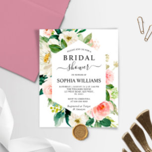 Budget Blush Roze Lijst Bridal Shower Uitnodiging