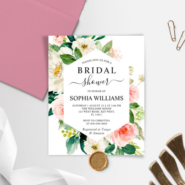 Budget Blush Roze Lijst Bridal Shower Uitnodiging (Creator heeft geüpload)