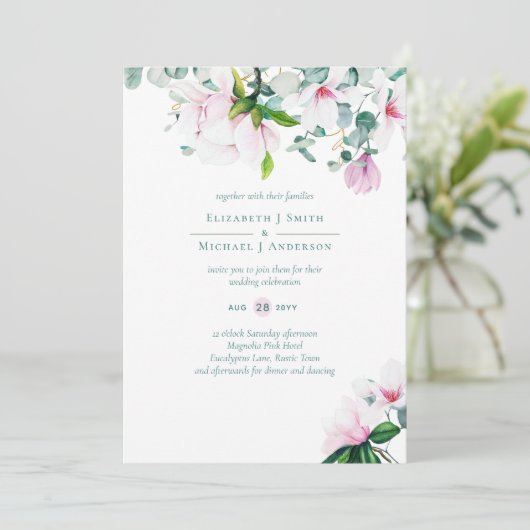 BUDGET Blush Roze Magnolia's Salie Eucalyptus Brui (Staand voorkant)