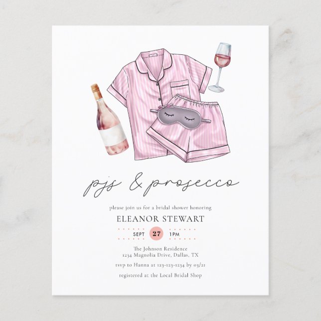 Budget Blush Roze PJs & Prosecco Vrijgezellenfeest (Voorkant)