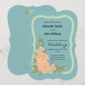 Budget Blush Roze Roos Bloemige Trouw Kaart (Voorkant / Achterkant)