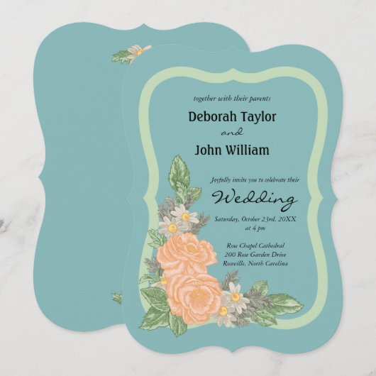 Budget Blush Roze Roos Bloemige Trouw Kaart (Voorkant / Achterkant)