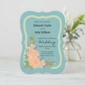 Budget Blush Roze Roos Bloemige Trouw Kaart (Staand voorkant)