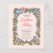 Budget Blush Roze Roos & Liefde Vogel Pastel Bruil (Voorkant)