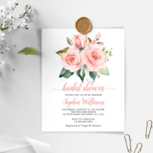 Budget Blush Roze Roze Bridal Shower Uitnodiging