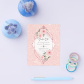 BUDGET Blush roze rozen All-in-1 bruiloft Save Dat Flyer (Enkel)