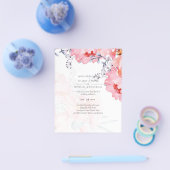 Budget Blush Roze Stof Blauw Bruiloft Flyer (Enkel)