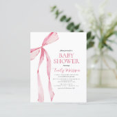 Budget Blush Roze Waterverf Bow Girl Baby shower (Staand voorkant)