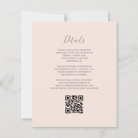 Budget Blush Roze Zilveren Glitter QR Code Huwelij (Achterkant)