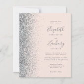 Budget Blush Roze Zilveren Glitter QR Code Huwelij (Voorkant)