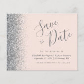 Budget Blush Roze Zilveren Huwelijk Save the Date (Voorkant)