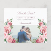 Budget blush rozen foto trouwkaart save the date (Voorkant)