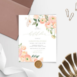 Budget Blush & Sage Green Bridal Shower Uitnodigin
