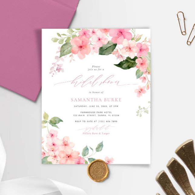 Budget Blush & Sage Green Bridal Shower Uitnodigin (Creator heeft geüpload)