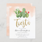 Budget Blush Waterverf & Cactus Fiesta Birthday (Voorkant / Achterkant)