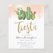Budget Blush Waterverf & Cactus Fiesta Birthday (Voorkant)