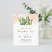 Budget Blush Waterverf & Cactus Graduation Party (Staand voorkant)