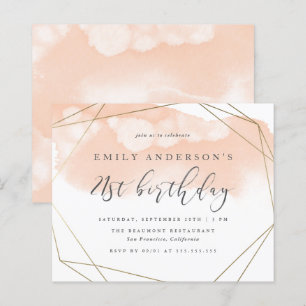 Budget Blush Waterverf Geometric 21st Birthday