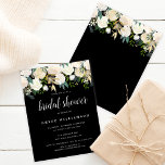 Budget Blush White Floral Bridal Shower<br><div class="desc">Elegant wazige roze en witte rozen zien er mooi uit tegen de zwarte achtergrond. Witte kalligrafie en tekst echt pop!</div>