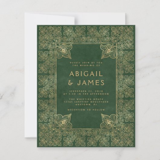 Budget  Boek Green Gold Wedding Invitation (Voorkant)