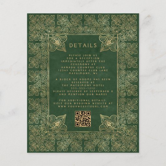 Budget Boek Groen Goud QR Code Huwelijk (Achterkant)