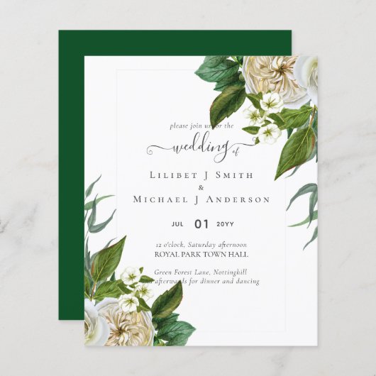 BUDGET Boeket witte rozen bloemen bruiloft (Voorkant / Achterkant)