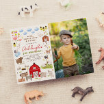 Budget Boerderij Dieren Bash Foto Verjaardagsfeest<br><div class="desc">Vier de grote dag van je kleine boer met deze uitnodiging voor een verjaardagsfeestje! De linkerkant van deze verjaardagsfeestbudget uitnodiging beschikt over een lijst vol charmante boerderijen dierenillustraties. Er zijn twee kleine varkenjes, een familie van eenden, koeien, konijnenkonijnen, een paardenras en een ezel, geitjes, een paar schaapjes, een kat en...</div>