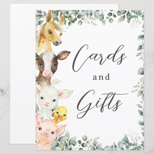 Budget Boerderijdieren Baby Kaarten en Geschenken  (Voorkant / Achterkant)