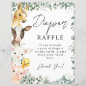 Budget Boerderijdieren Baby shower Luier Raffle Si (Voorkant)