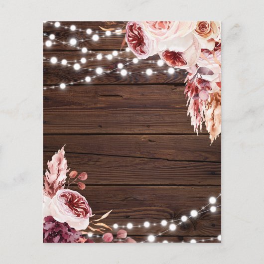 Budget Boheemse rustieke hout bruiloft uitnodiging (Achterkant)