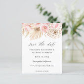 Budget Bohemain Pink Floral Save the Date Photo (Staand voorkant)