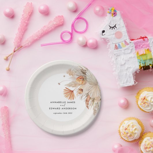 budget bohemen pampas gras bruiloft papier p papieren bordje (Feest)