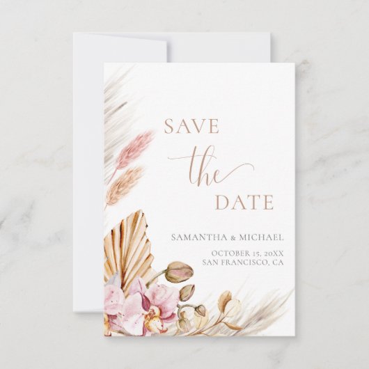 Budget Bohemian Floral Elegant Save the Date Kaart (Voorkant)