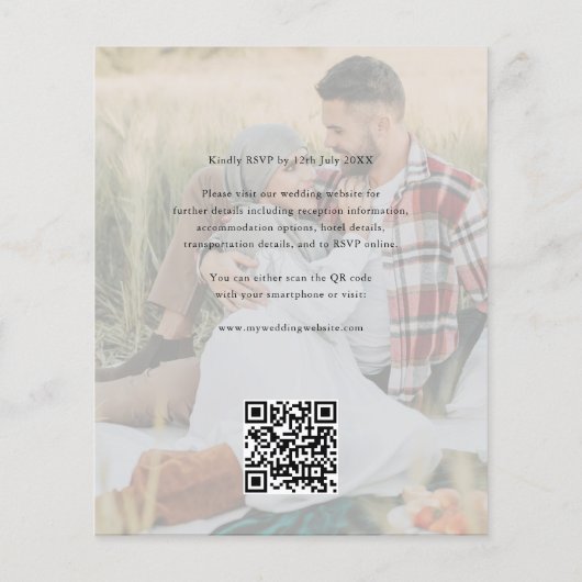 Budget Bohemian Garden QR Code Photo Wedding Flyer (Achterkant)
