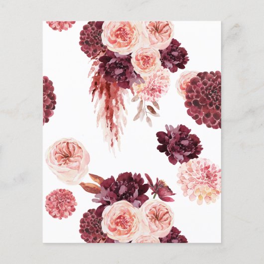 Budget Bohemian Marsala Rose Wedding Invitation (Achterkant)