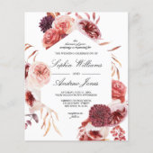 Budget Bohemian Marsala Rose Wedding Invitation (Voorkant)