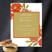 Budget Bohemian Red Oranje Gold Floral Weddenschap Kaart