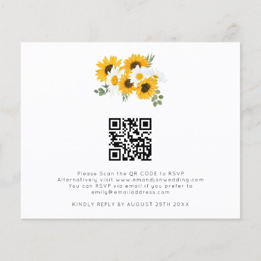Budget Bohemian Sunflower Weddenschap QR Code RSVP (Achterkant)
