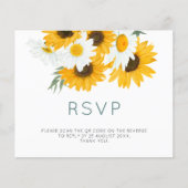 Budget Bohemian Sunflower Weddenschap QR Code RSVP (Voorkant)